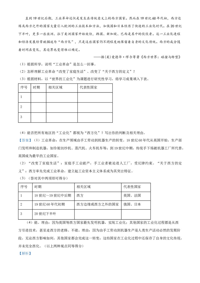 精品解析：2021年山东省淄博市中考历史试题（解析版）_中考真题_6.历史中考真题2015-2024年_地区卷_山东省_山东淄博历史10-21缺20