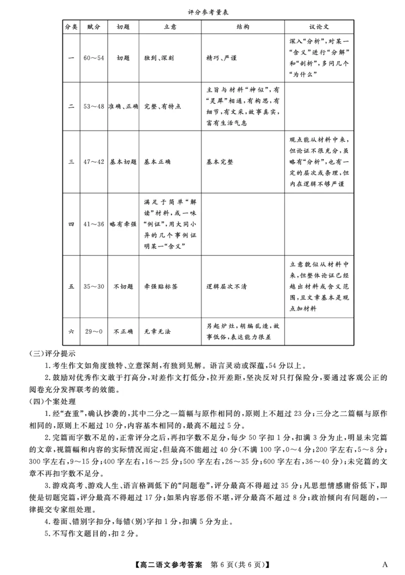 25029B-语文DA-A_2025年7月_250715福建省百校2024-2025学年高二下学期期末联考（全科）_答案