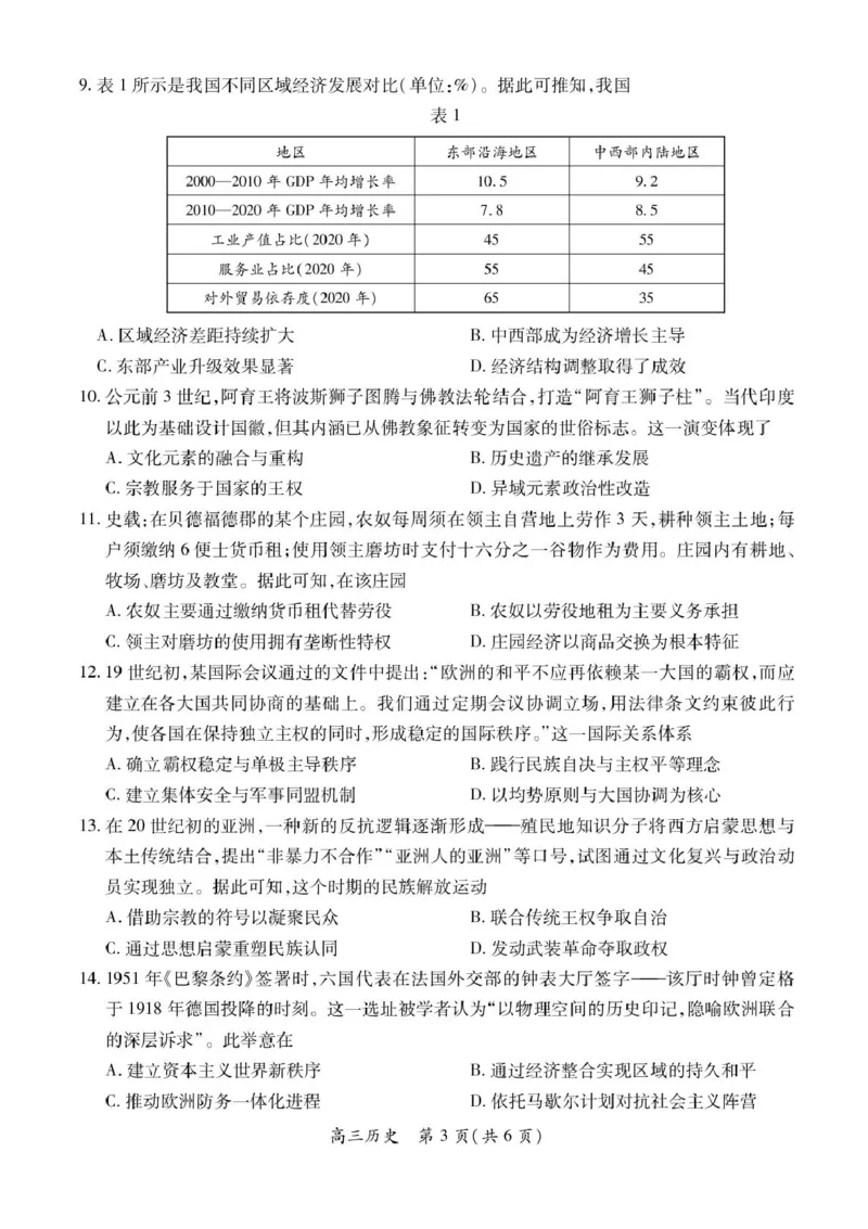 江西省上进联考2026届高三上学期第一次联考历史试卷（含答案）_2025年7月_250723江西省上进联考2026届高三上学期第一次联考（全科）