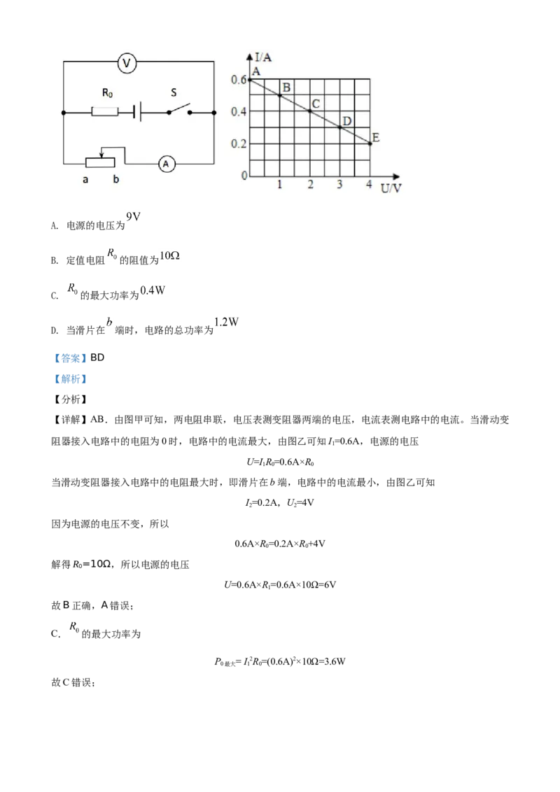 精品解析：2021年湖南省衡阳市中考物理试题（解析版）_中考真题_4.物理中考真题2015-2024年_地区卷_湖南省_湖南衡阳物理18-22