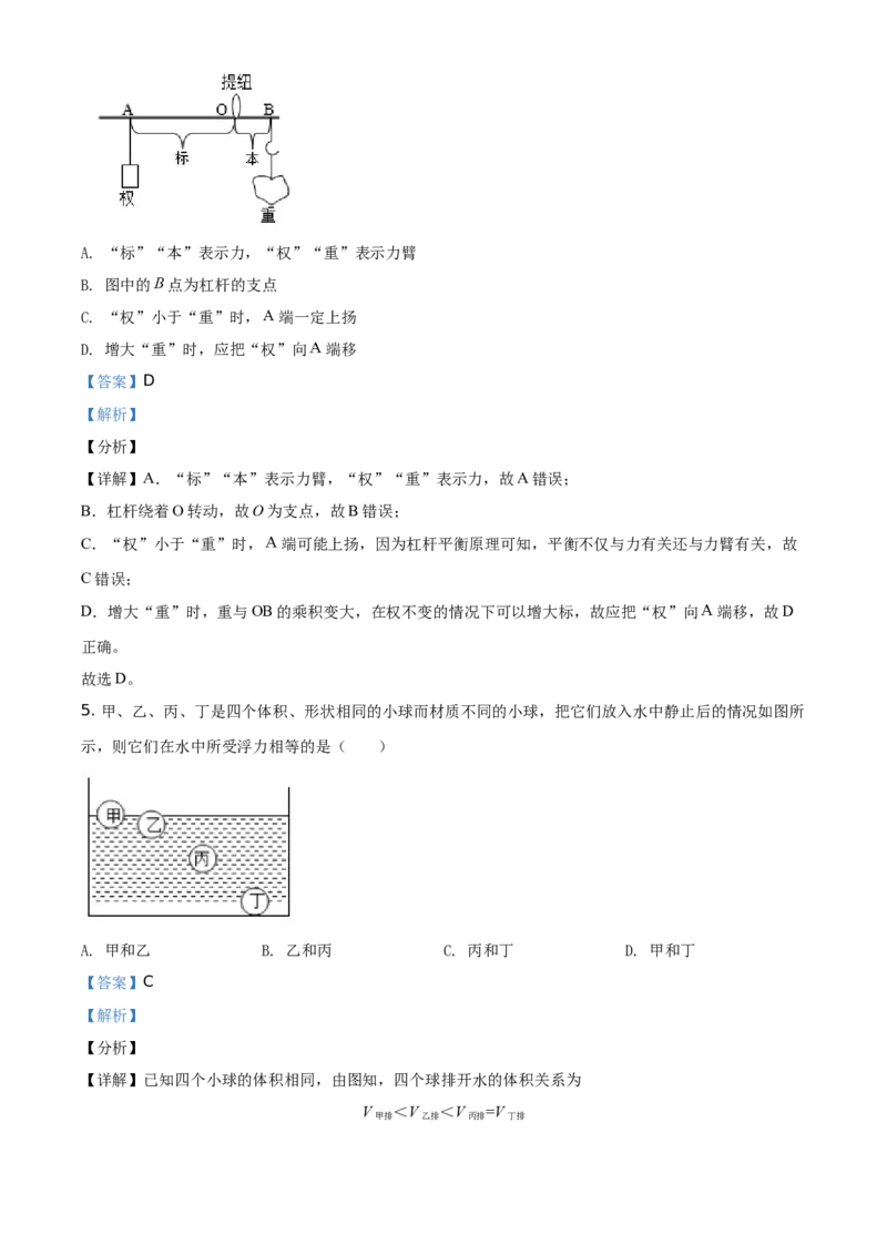 精品解析：2021年湖南省衡阳市中考物理试题（解析版）_中考真题_4.物理中考真题2015-2024年_地区卷_湖南省_湖南衡阳物理18-22