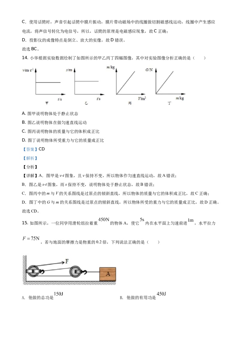 精品解析：2021年湖南省衡阳市中考物理试题（解析版）_中考真题_4.物理中考真题2015-2024年_地区卷_湖南省_湖南衡阳物理18-22