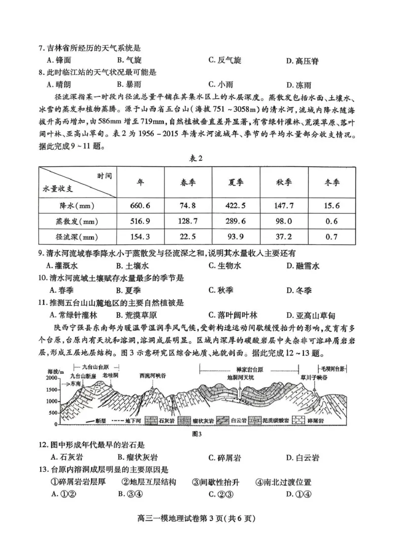内江市高中2026届第一次模拟考试题地理_2025年12月_251219四川省内江市高中2026届第一次模拟考试题（内江一模）（全科）