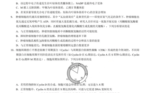 生物+答案-2025年秋康德高三11月调研测试试题卷_251114康德教育重庆市2026年普通高等学校招生全国统一考试11月调研测试（全科）