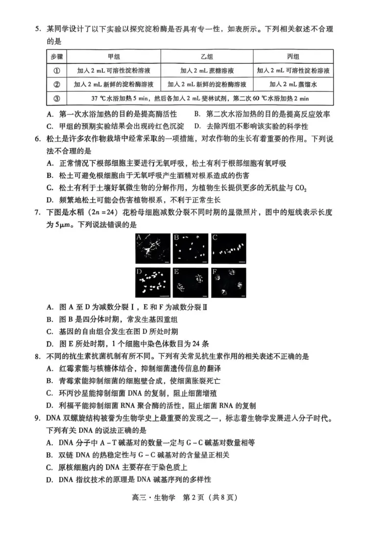 广东汕尾2026届高三上学期综合测试（一）生物试题+答案_2025年12月_251218广东汕尾2026届高三上学期综合测试（一）（全科）