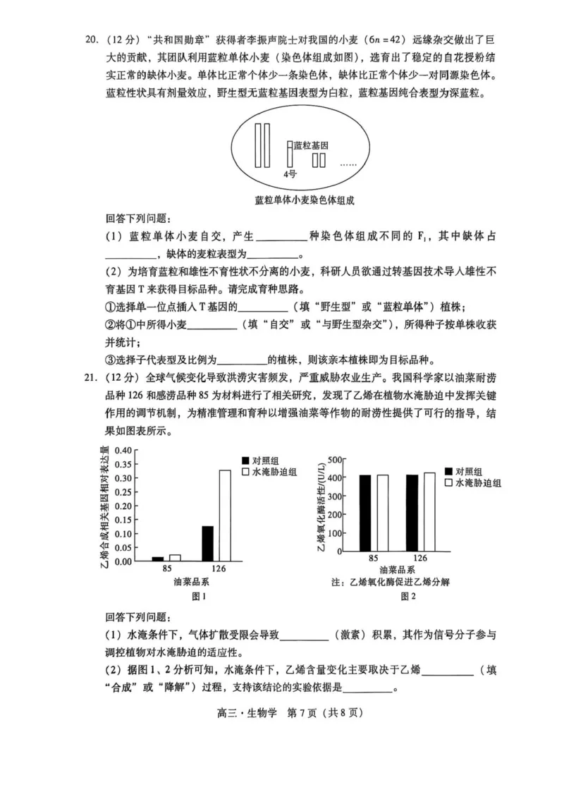广东汕尾2026届高三上学期综合测试（一）生物试题+答案_2025年12月_251218广东汕尾2026届高三上学期综合测试（一）（全科）