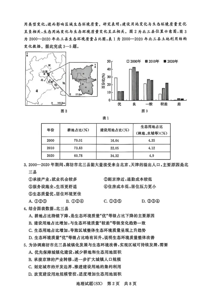 T8地理试题_2025年12月_251225山西省2026届高三第一次八省联考（T8联考）（全科）