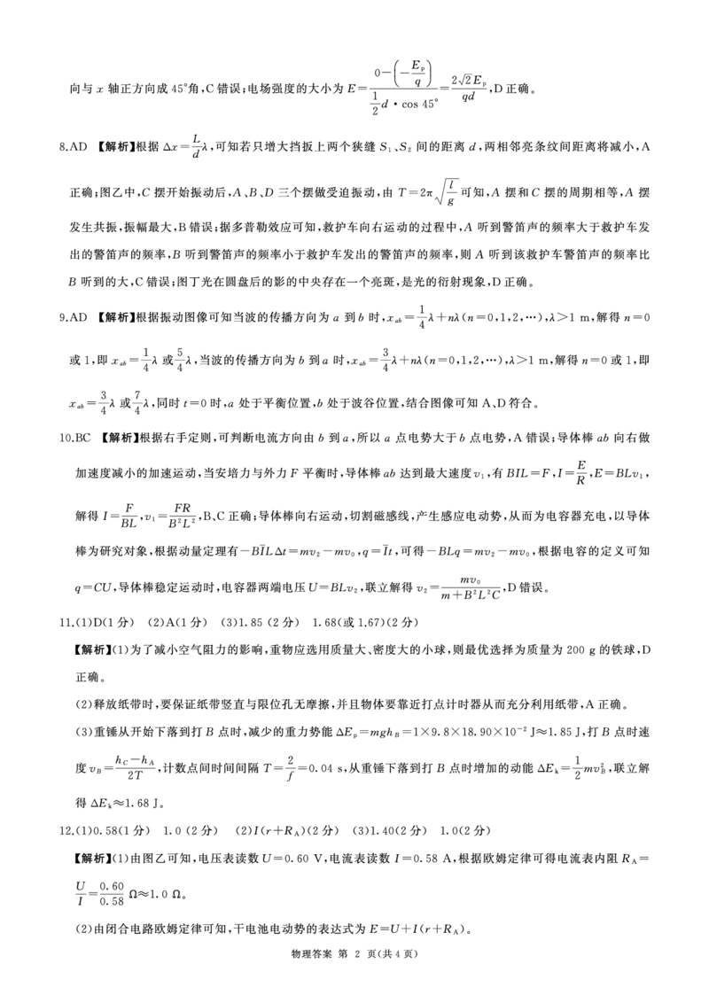 2004-2025学年高一年级第二学期期末考试物理答案_2025年7月_250725甘肃省百师联盟2024-2025学年高二下学期期末考试_0823204624_甘肃省张掖市2024-2025学年高二下学期期末考试物理试卷