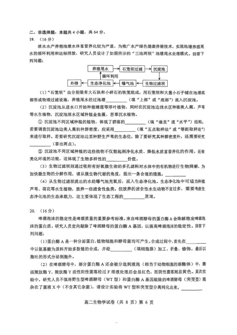 湖北省七市州2024-2025学年高二下学期期末考试生物试卷（含答案）_2025年7月_250703湖北省七市州2024-2025学年度高二下学期期末联考（全科）