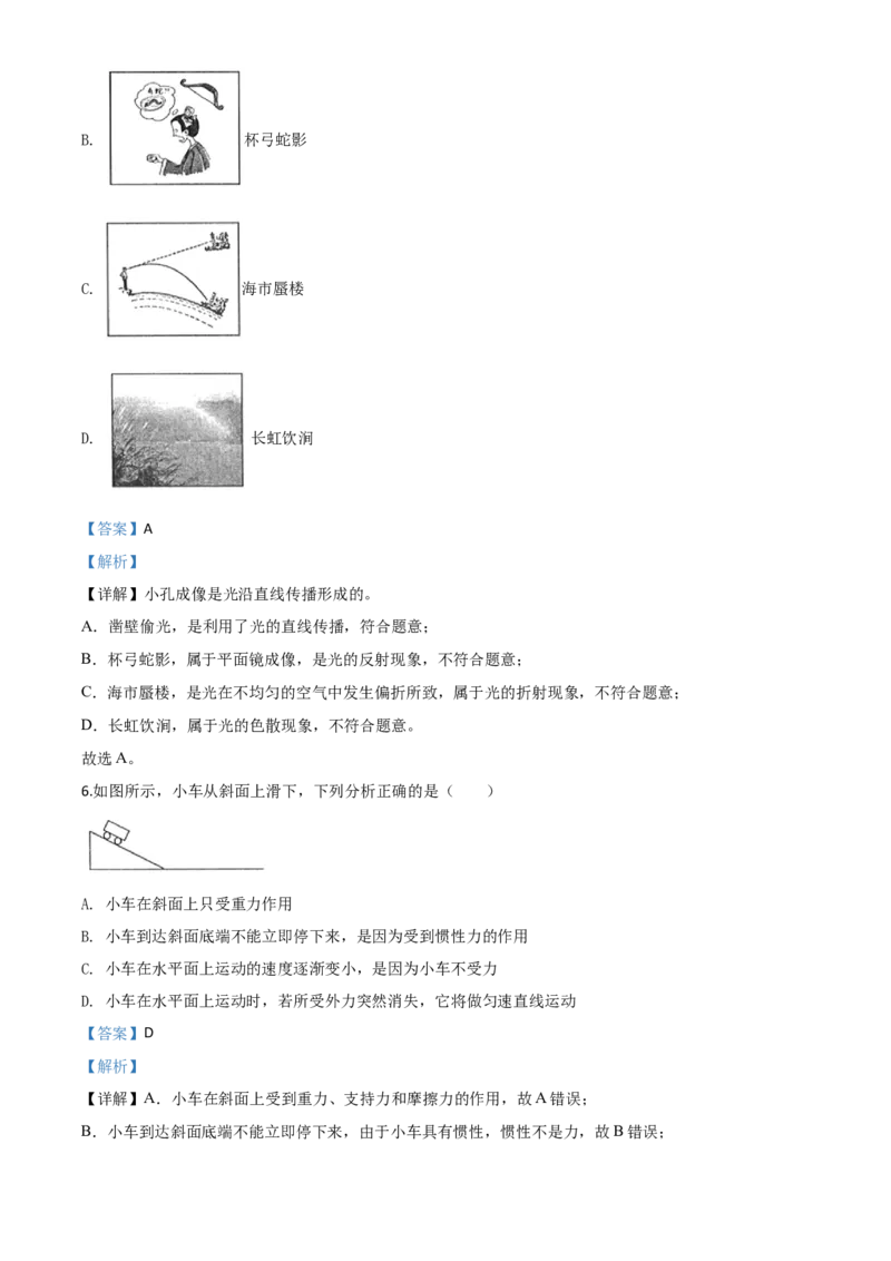 精品解析：2020年山东省滨州市中考物理试题（解析版）_中考真题_4.物理中考真题2015-2024年_2020中考物理真题110份_2020年中考真题精品解析物理（山东滨州卷）精编word版