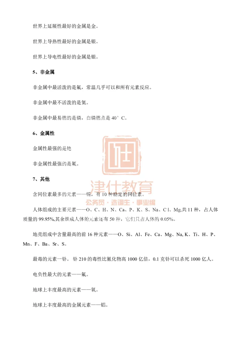 津仕教育化学常识_26吉林考备考资料包_08公共基础知识资料+试题_公基常识-分类汇总