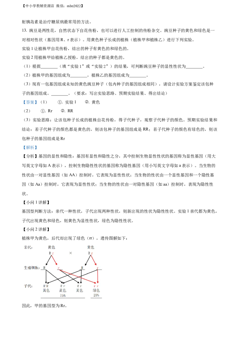 精品解析：2022年内蒙古自治区阿拉善盟生物会考试题（解析版）_中考真题_8.生物中考真题2015-2024年_2022年全国中考生物114份14