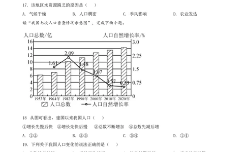 精品解析：2021年海南省中考地理真题（原卷版）_中考真题_9.地理中考真题2015-2024年_地区卷_海南地理16-21无20