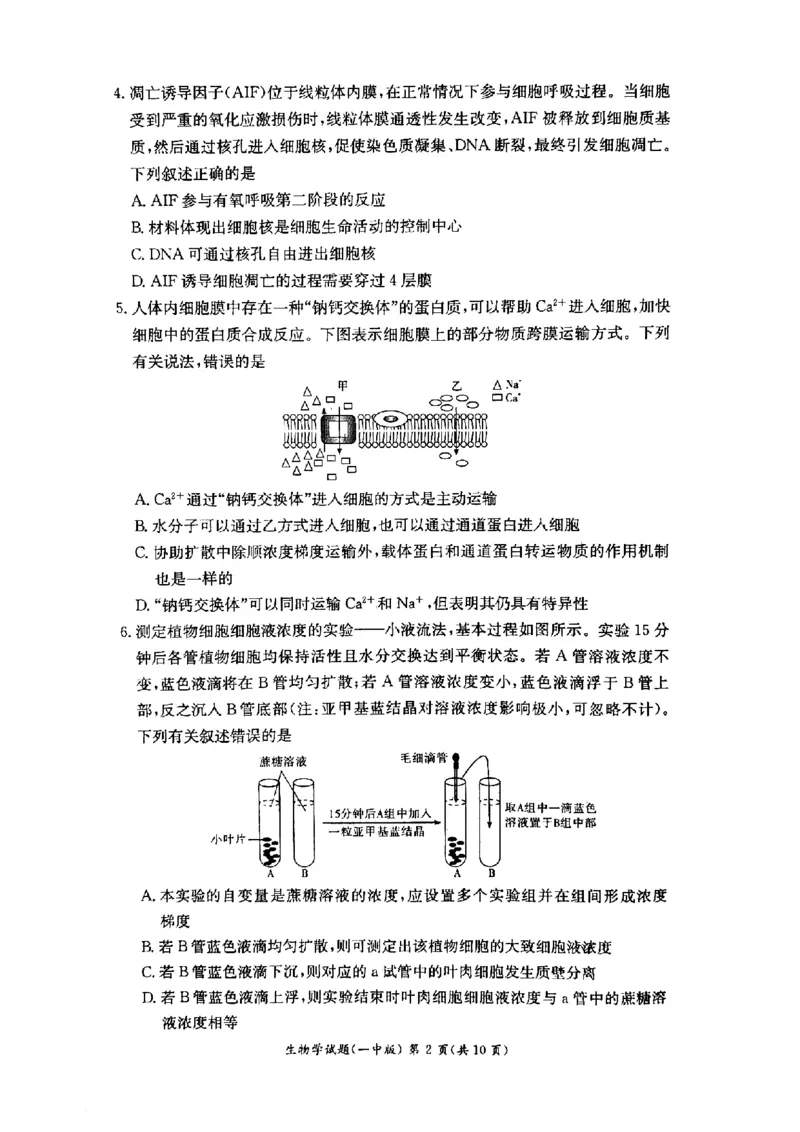 湖南省长沙市第一中学2024-2025学年高二下学期6月期末考试生物试题（含答案）_2025年6月_250623湖南省长沙市第一中学2024-2025学年高二下学期6月期末
