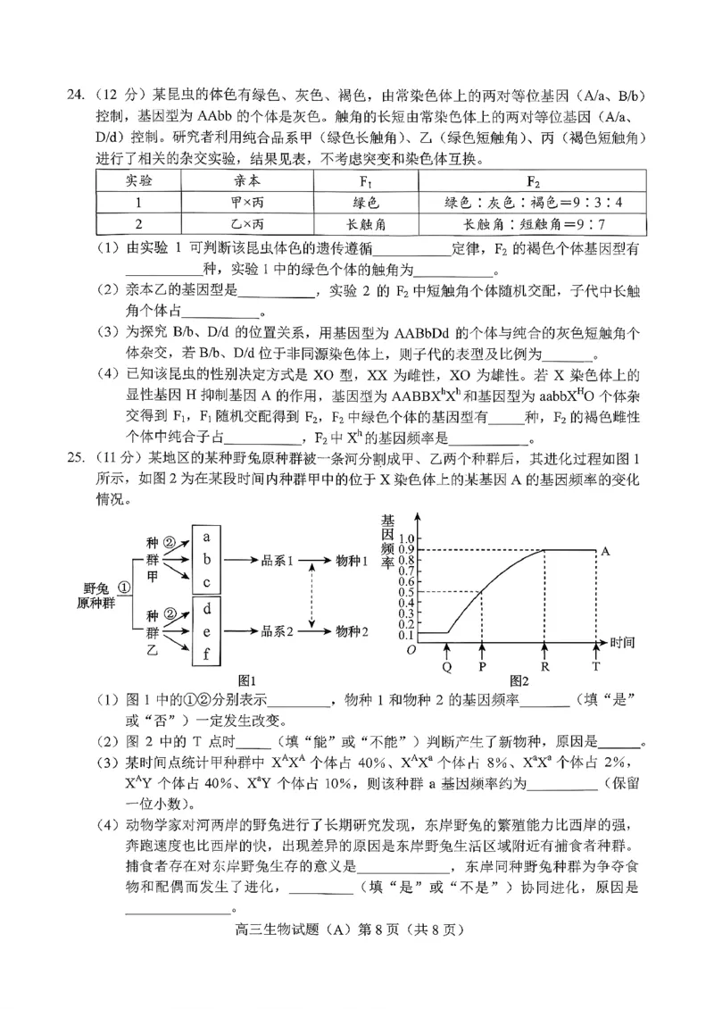 菏泽市A类高中2026届高三第一学期期中考试生物_251118山东省菏泽市A类高中2026届高三第一学期期中考试
