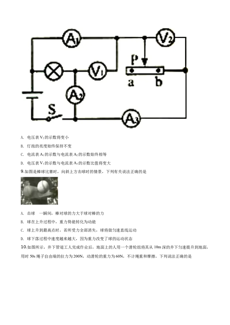 精品解析：2019年辽宁省辽阳市中考物理试题（原卷版）_中考真题_4.物理中考真题2015-2024年_2019年中考物理真题175份_2019年中考真题精品解析物理（辽宁辽阳市）精编word版