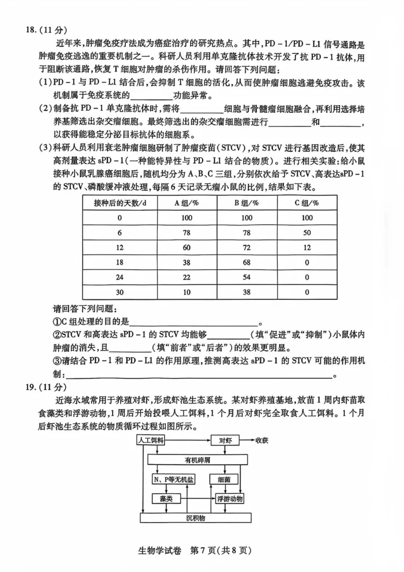 安徽省滁州市2024-2025学年高二下学期期末教学质量监测生物试题（含答案）_2025年7月_250730安徽省滁州市2024-2025学年高二下学期期末考试_0823204624