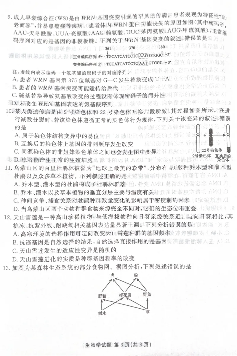 广东省湛江市2025&mdash;2026学年高三上学期第一次调研考试生物试题_251104广东省湛江市2026届高三普通高考10月调研测试（全科）