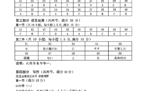 日语答案｜26届嘉兴一模_2025年12月_251206浙江省嘉兴市2025年12月高三教学测试（嘉兴一模）（全科）