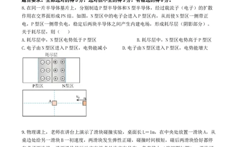 2024届重庆市高三上学期学业质量调研抽测（第一次）物理(统考卷)试卷_2024年1月_01每日更新_20号_2024届重庆主城区高学业质量调研抽测(第一次)