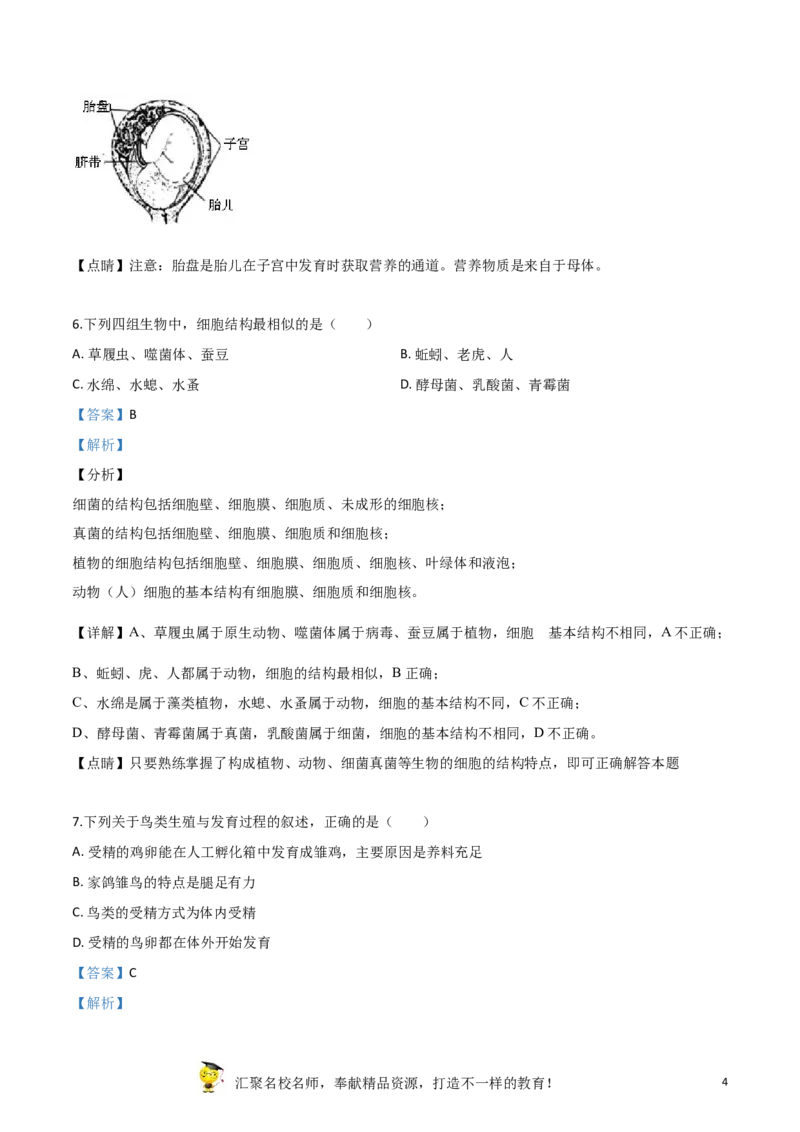 精品解析：2019年江苏省盐城市中考生物试卷（解析版）_中考真题_8.生物中考真题2015-2024年_2019年全国中考生物92份_精品解析：江苏省盐城市2019年中考生物试卷
