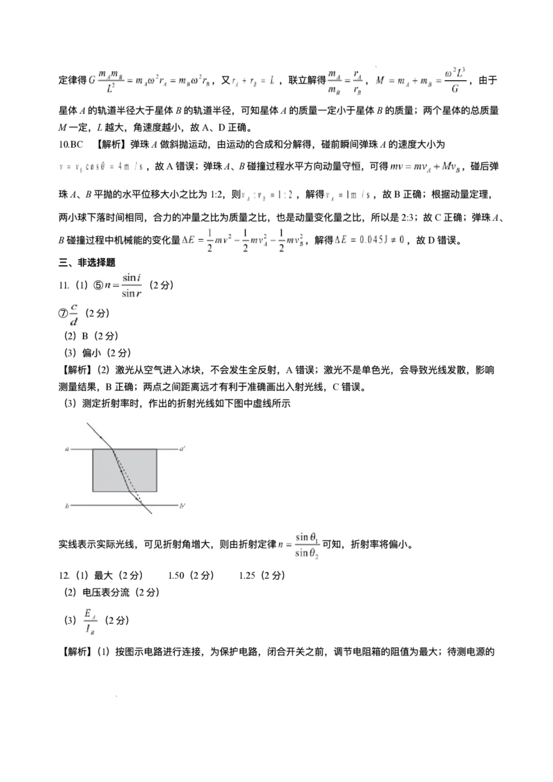 广东省茂名市2024-2025学年高二下学期期末教学质量监测物理试卷（含答案）_2025年7月_250707广东省茂名市2024-2025学年高二下学期期末教学质量监测（全科）