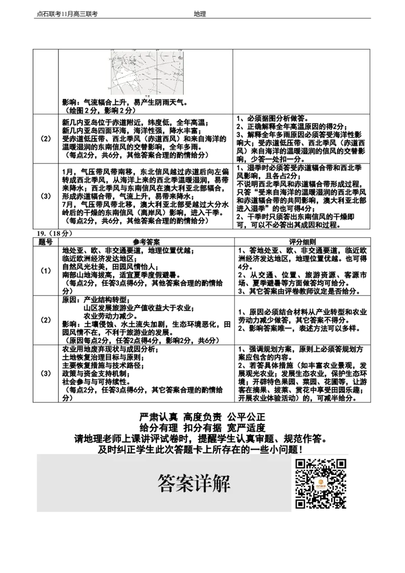 点石联考2025&mdash;2026学年度上学期高三年级11月份联合考试地理答案_251112辽宁省点石联考2025&mdash;2026学年度上学期高三年级11月份联合考试（全科）