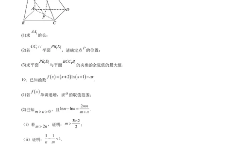 天壹名校联盟2026届高三11月质量检测数学+答案_251112湖南省天壹名校联盟2026届高三11月质量检测（全科）