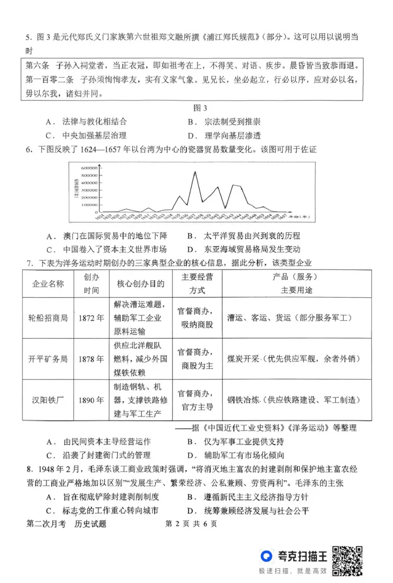 南阳市第一中学校2025-2026学年高三上学期第二次月考历史_2025年12月_251208河南省南阳市第一中学校2025-2026学年高三上学期第二次月考（全科)