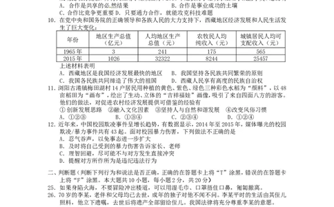 湖南省长沙市2016年中考文综（政治部分）真题试题（含扫描答案）_中考真题_7.政治中考真题2015-2024年_2016年全国中考政治91份
