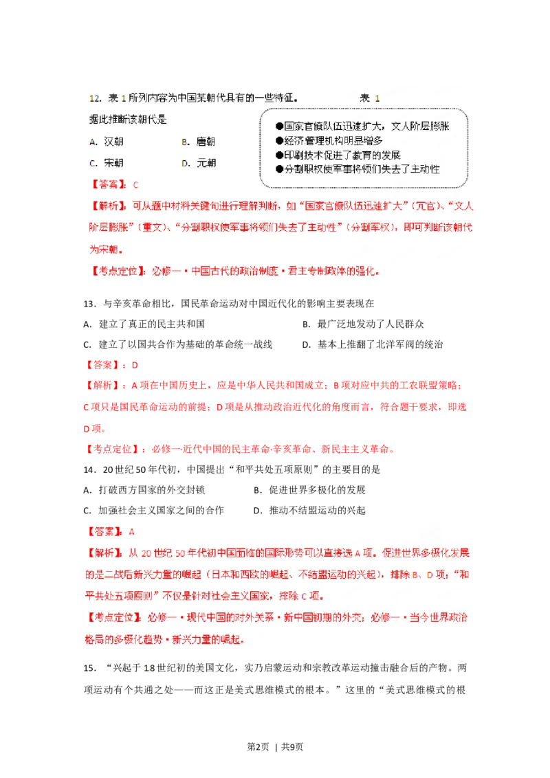 2012年高考历史试卷（山东）（解析卷）_1.高考2025全国各省真题+答案_01.2008-2024全国高考真题（按省份分类）_15.山东_2008-2024&middot;（山东）历史高考真题
