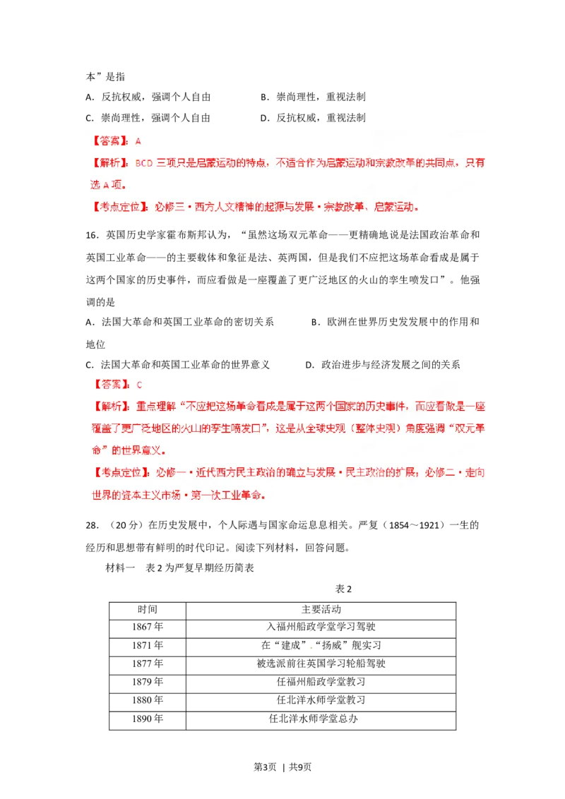 2012年高考历史试卷（山东）（解析卷）_1.高考2025全国各省真题+答案_01.2008-2024全国高考真题（按省份分类）_15.山东_2008-2024&middot;（山东）历史高考真题