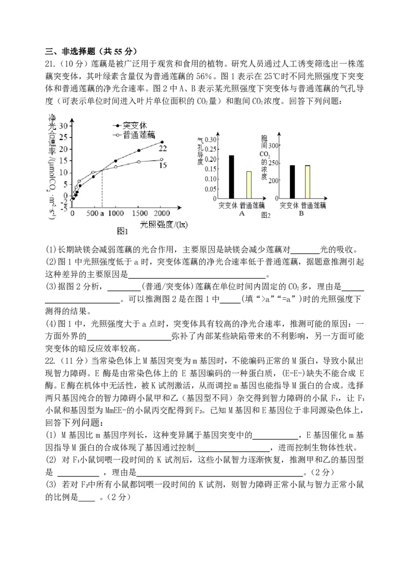 东师附中26届二模生物_251121吉林省长春市东北师大附中2026届高三第二次摸底考试（全科）