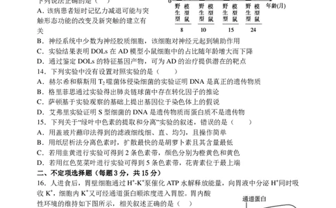 东师附中26届二模生物_251121吉林省长春市东北师大附中2026届高三第二次摸底考试（全科）