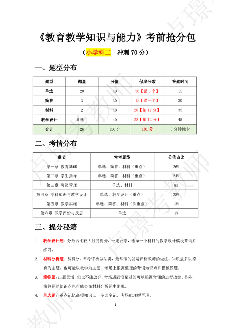 小学科二考前抢分包_4-教培资料-26年最新资料-同步更新_初中高中教资_2025下中学教资笔试_中学冲刺急救包_11.卢姨25下教资资料合集_25下：卢姨考前抢分包