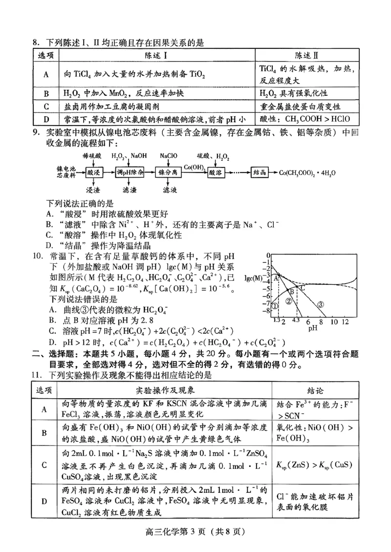 化学试卷-潍坊市2026届高三期中阶段性诊断监测_251119山东省潍坊市2025-2026学年高三期中考试阶段性诊断监测（全科）