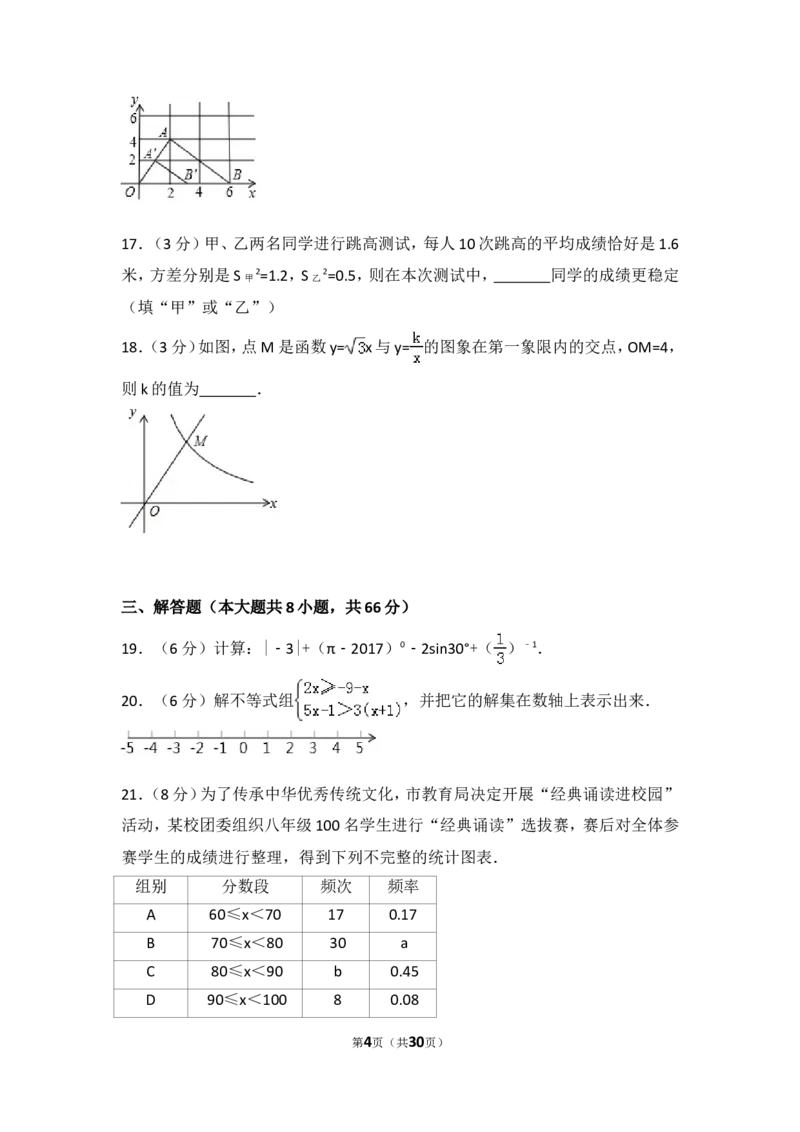 湖南省长沙市2017年中考数学试题及答案_中考真题_2.数学中考真题2015-2024年_地区卷_湖南省_湖南长沙数学08-22