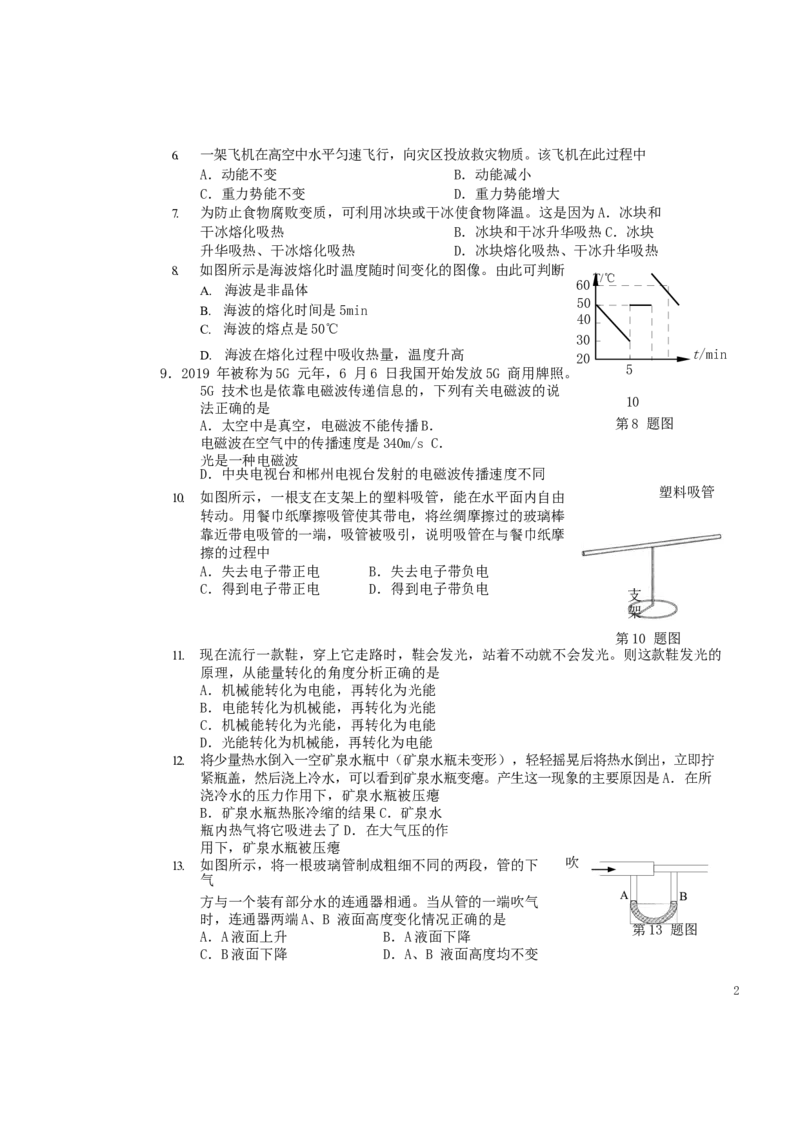 湖南省郴州市2019年中考物理真题试题_中考真题_4.物理中考真题2015-2024年_2019年中考物理真题175份