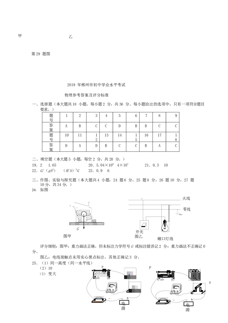 湖南省郴州市2019年中考物理真题试题_中考真题_4.物理中考真题2015-2024年_2019年中考物理真题175份