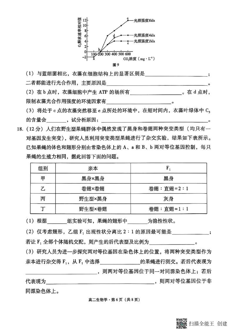 2024~2025学年高二年级教学质量监测卷（八）生物_2025年6月_250628云南省云南师范大学附属中学2024~2025学年高二年级教学质量监测卷（八）（全科）