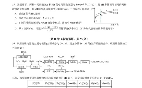 2026届四川省成都市成华区列五中学高三上学期12月一诊考前模拟化学试题（含答案）_2025年12月_2512162026届四川省成都市成华区列五中学高三上学期12月一诊考前模拟（全科）