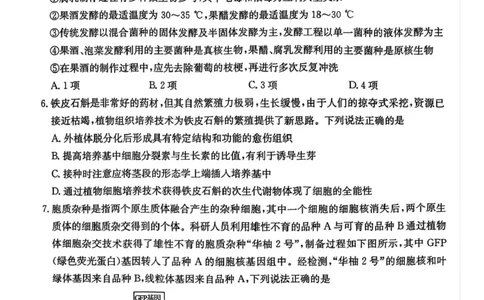安徽省蚌埠市固镇县毛钽厂实验中学2024-2025学年高二下学期6月月考生物试题（含答案）_2025年6月_250629安徽省毛钽厂实验中学2024-2025学年高二下学期6月月考（全科）