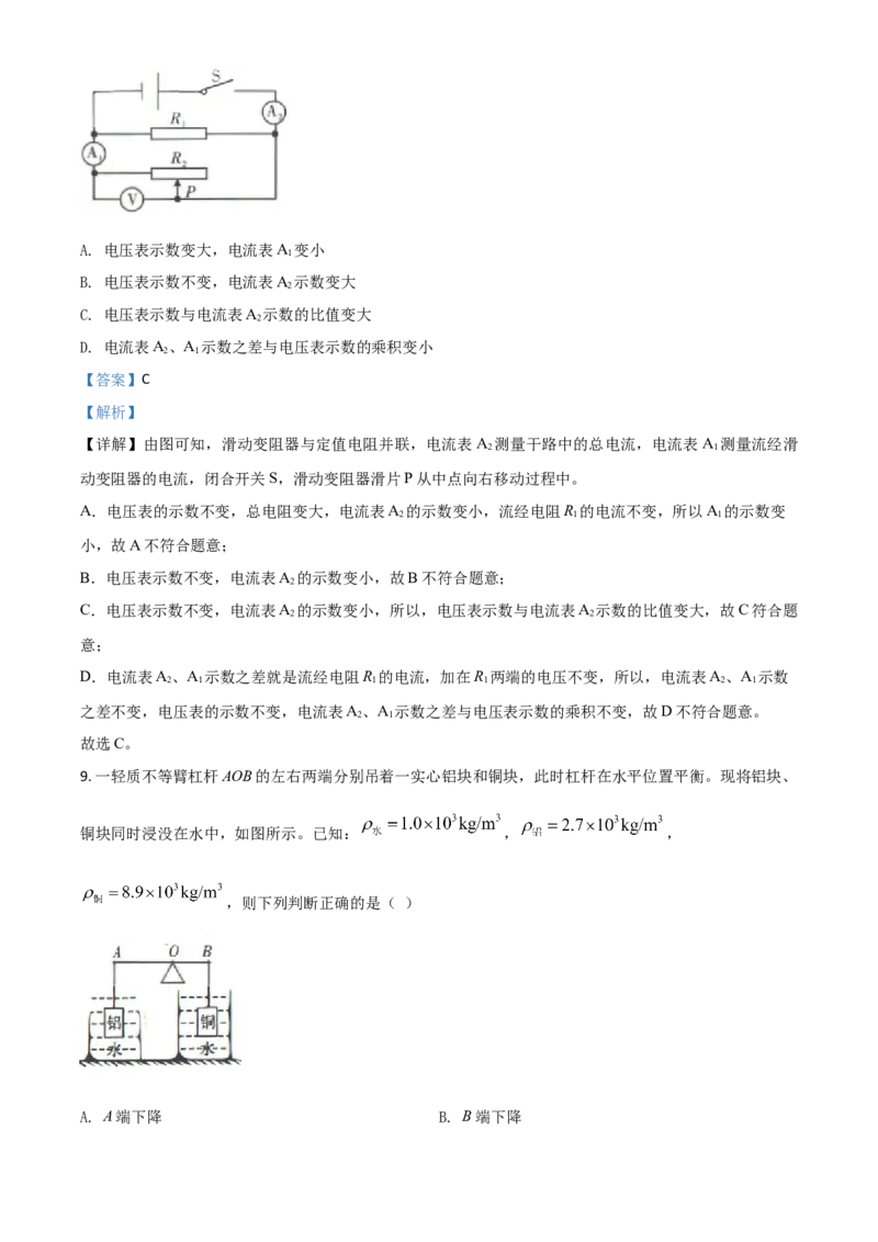 精品解析：2020年四川省达州市中考理综物理试题（解析版）_中考真题_4.物理中考真题2015-2024年_2020中考物理真题110份_2020年中考真题精品解析物理（四川达州卷）精编word版