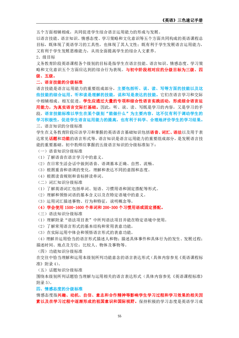 教师资格《（初中）英语》三色速记手册_4-教培资料-26年最新资料-同步更新_初中高中教资_03科三专项（进去保存报考的学科即可）_03科三初高中三色笔记（无水印版）_初中