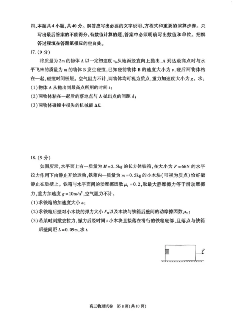 北京市朝阳区2025～2026学年度第一学期期中质量检测高三物理科试题_251109北京市朝阳区2025-2026学年高三上学期期中质量检测（全科）