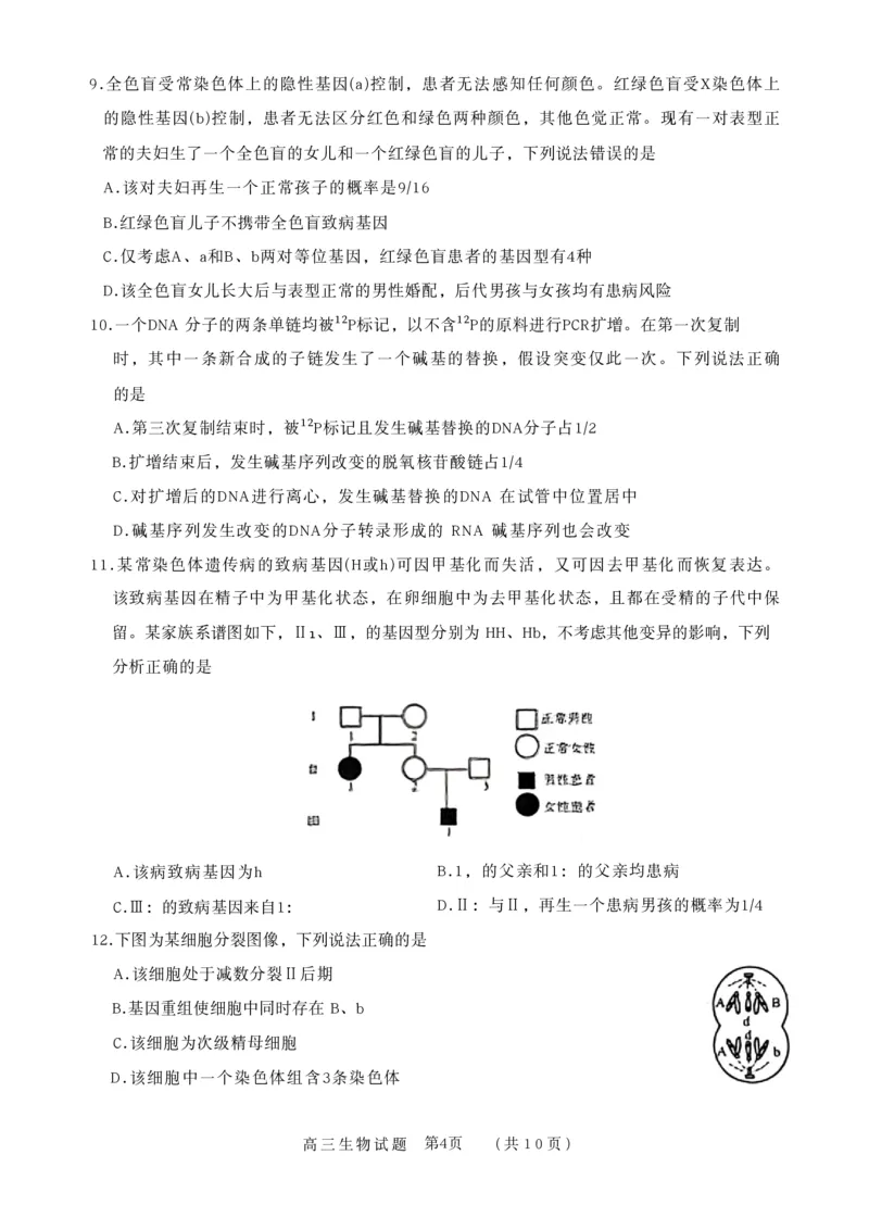 山东省名校联盟2025-2026学年高三上学期11月期中考试生物试题_251112山东省名校联盟2025-2026学年高三上学期11月期中（济南淄博期中）（全科）
