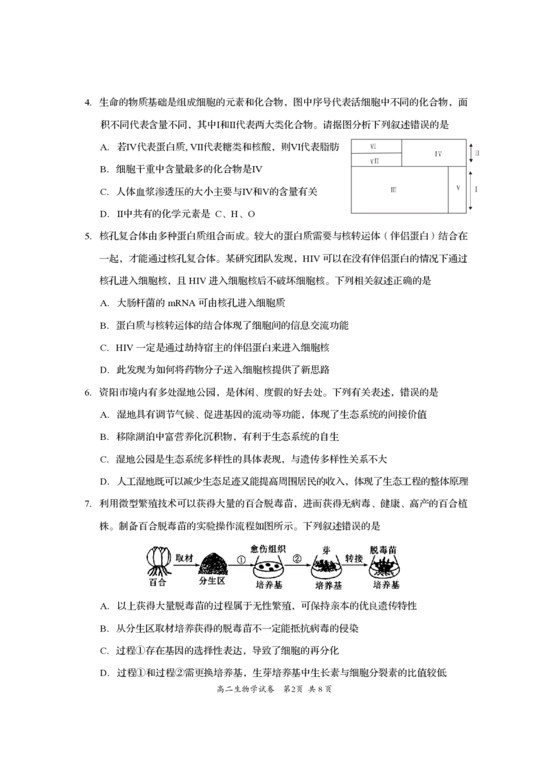 四川省资阳市2024-2025学年高二下学期期末质量监测生物+答案_2025年7月_250715四川省资阳市2024-2025学年高二下学期期末质量监测（全科）