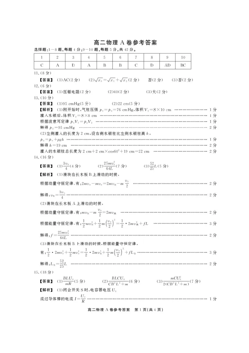 安徽省江淮协作区2024-2025学年高二下学期期末联合监测物理（A）试卷（含答案）_2025年7月_250711安徽省江淮协作区2024-2025学年高二下学期期末联合监测（全科）