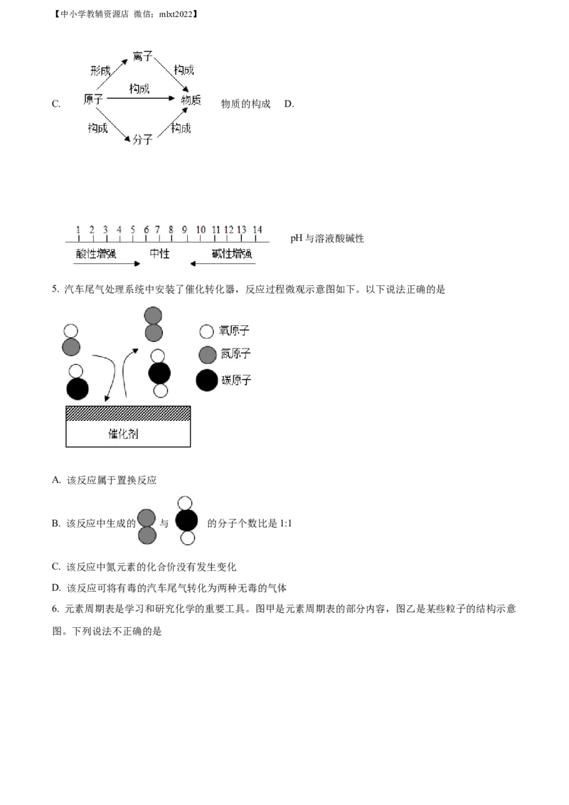 精品解析：2022年内蒙古呼和浩特市中考化学真题（原卷版）_中考真题_5.化学中考真题2015-2024年_2022年中考化学真题（127份）14