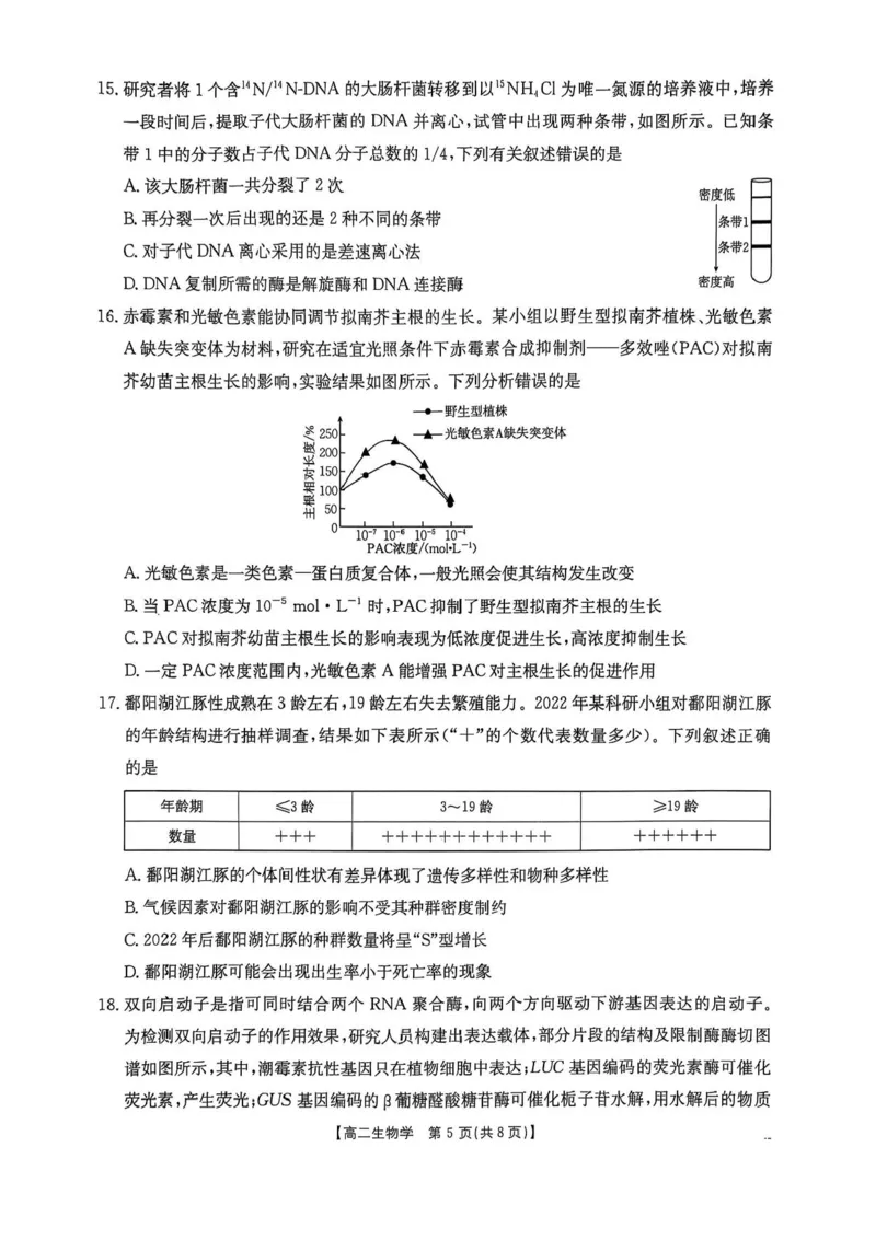 河北省邯郸市2024-2025学年高二下学期期末调研生物试卷（含答案）_2025年6月_250630河北省邯郸市2024-2025学年高二下学期期末调研考试（全科）